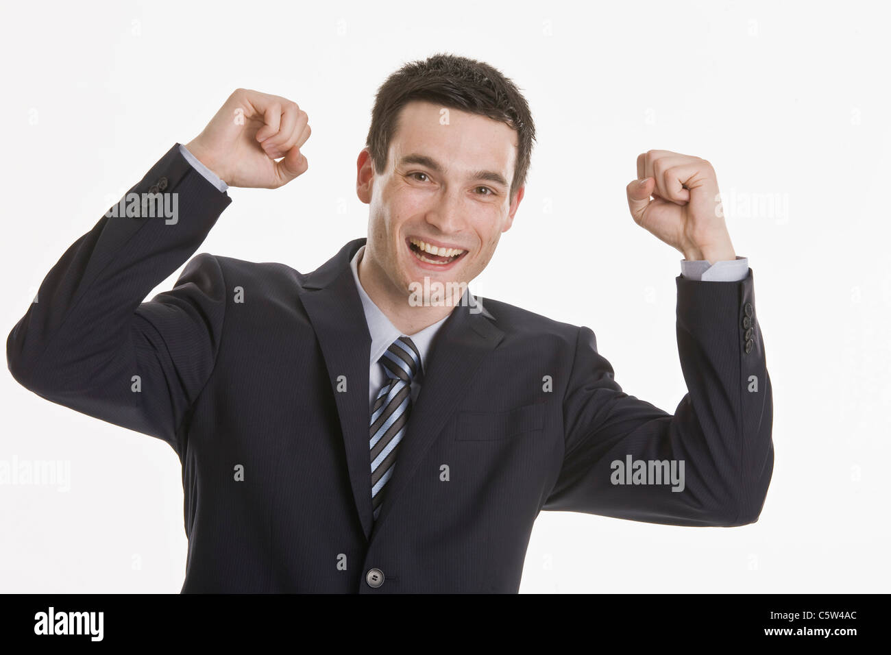 Businessman cheering Banque D'Images