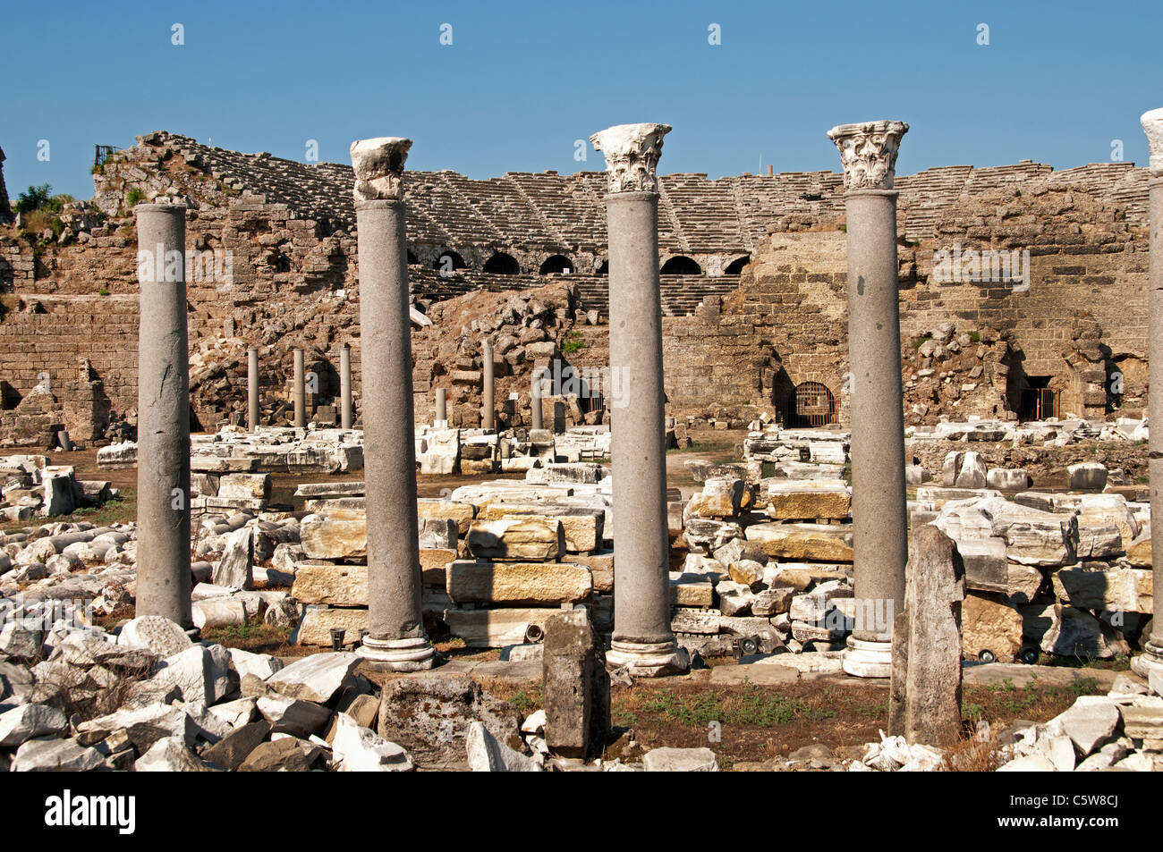 La Turquie côté Agora amphithéâtre antique Theatre Romain Grec Banque D'Images