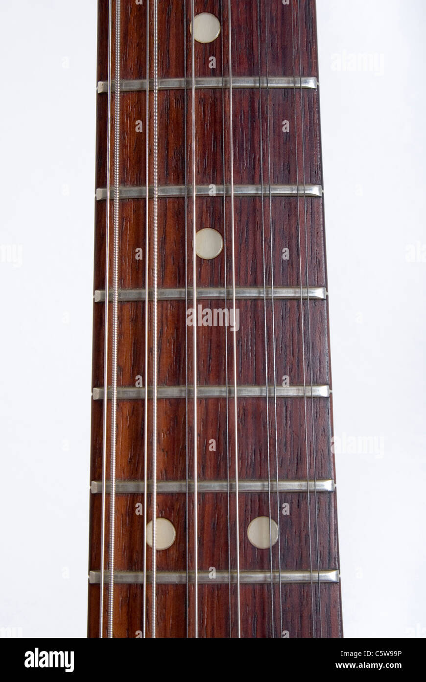Guitare électrique, touche, close-up Banque D'Images