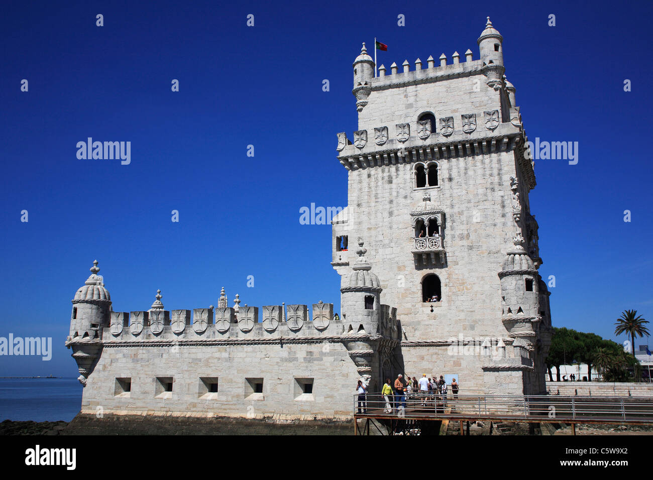 Le Portugal, Estremadura, Lisbonne, vue sur tour de Belem Banque D'Images