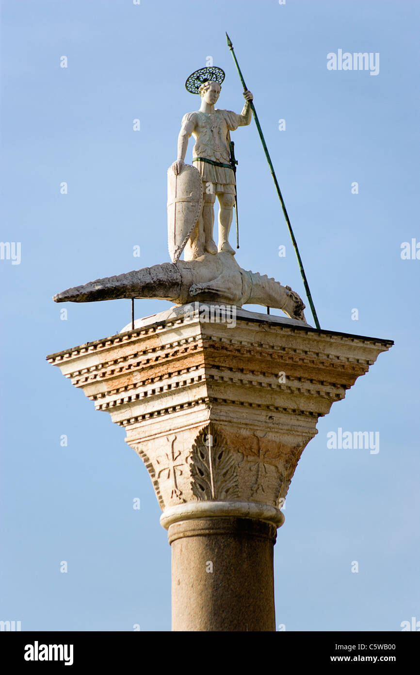 L'Italie, Venise, colonne de San Teodoro Banque D'Images