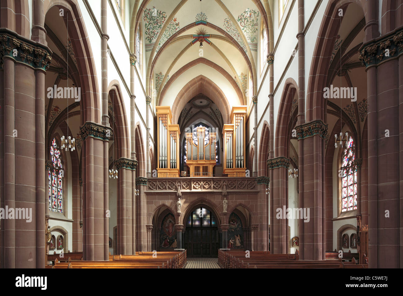 Innenansicht der katholischen St.-Josefs-Kirche à Coblence, Rheinland-Pfalz, Orgelprospekt Banque D'Images