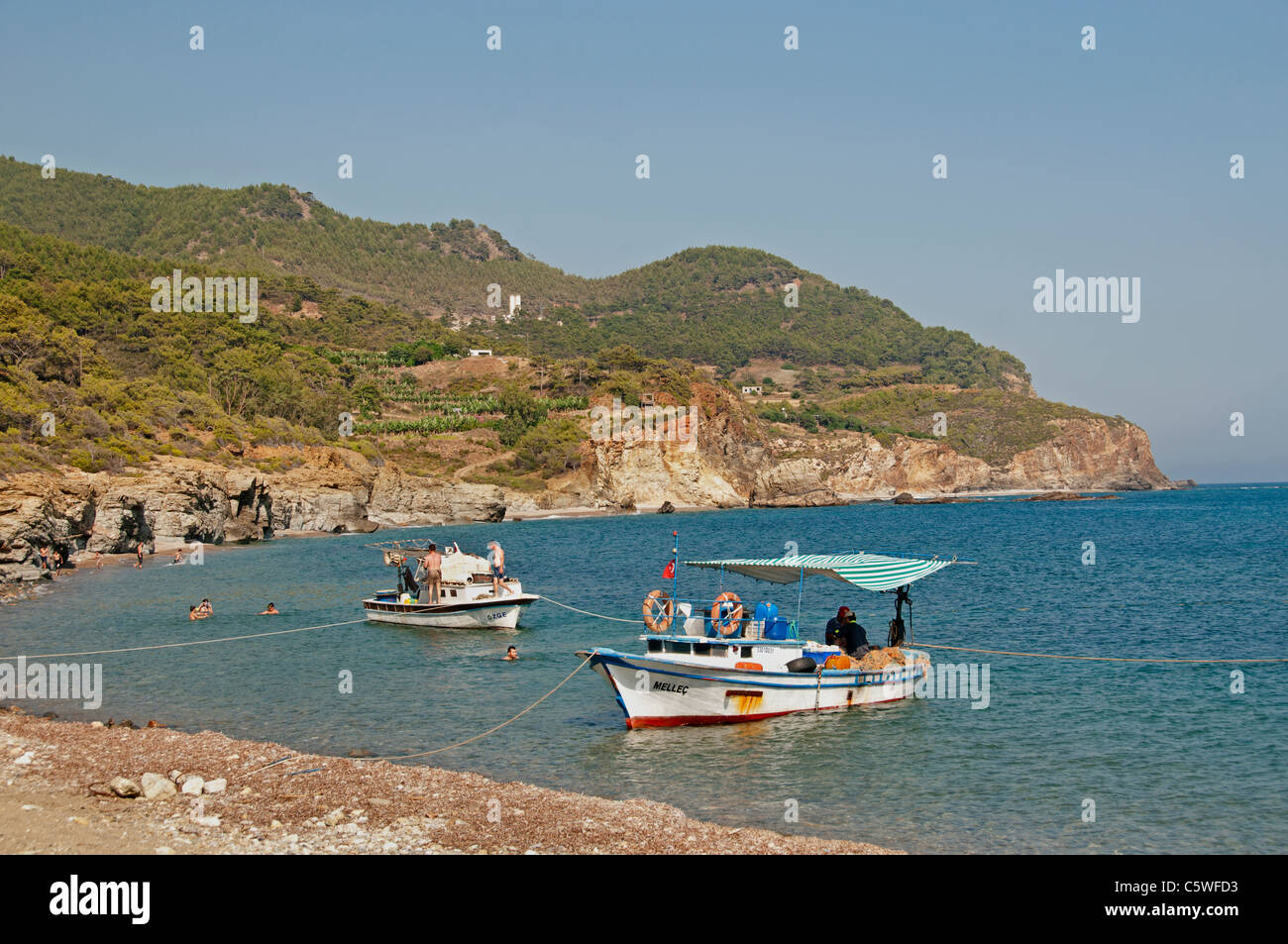 Plage de la côte sud de la Turquie, sur la mer du littoral entre Antalya Alanya Banque D'Images