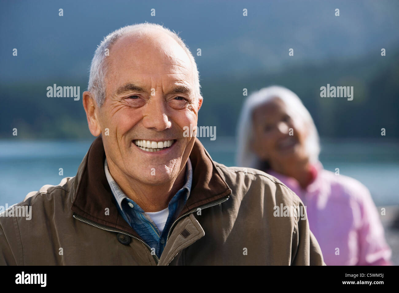 Spain, Senior couple smiling, portrait Banque D'Images