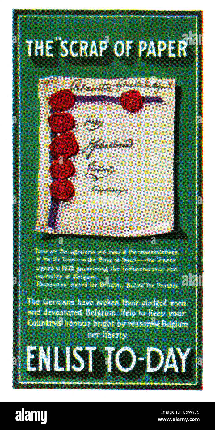 Affiche de recrutement de la Première Guerre mondiale - "Le 'Scrap de papier" s'enrôler à-jour". DEL56 Banque D'Images