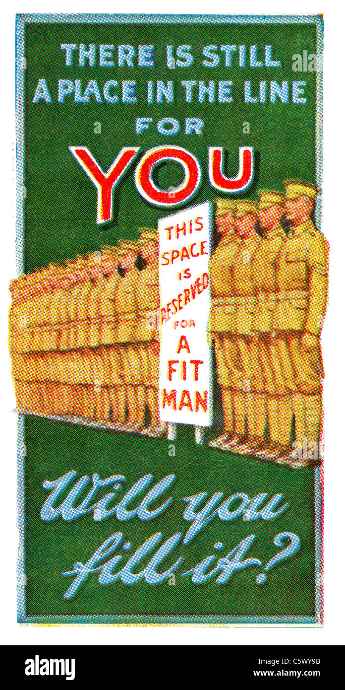 Affiche de recrutement de la Première Guerre mondiale - "Il y a encore une place dans la ligne pour vous. Allez-vous remplir ?" - ligne de soldats. DEL57 Banque D'Images