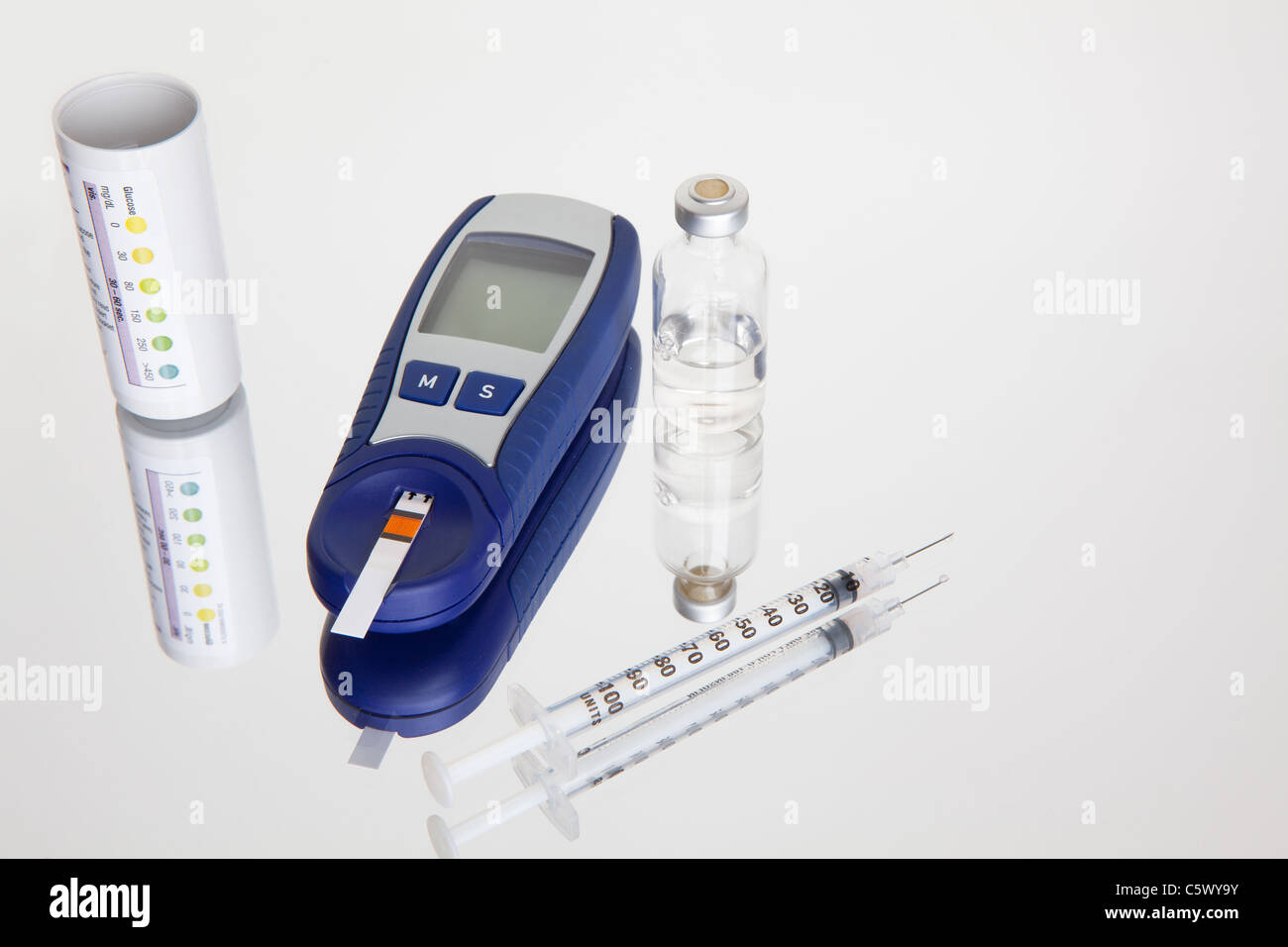 Glucomètre, tests de glycémie Banque D'Images