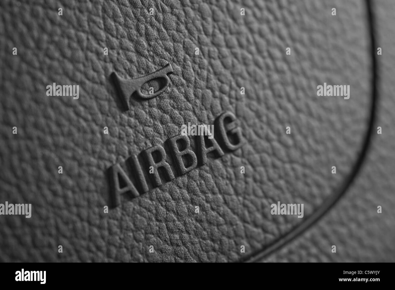 Close up d'un airbag volant de voiture système de sécurité Banque D'Images