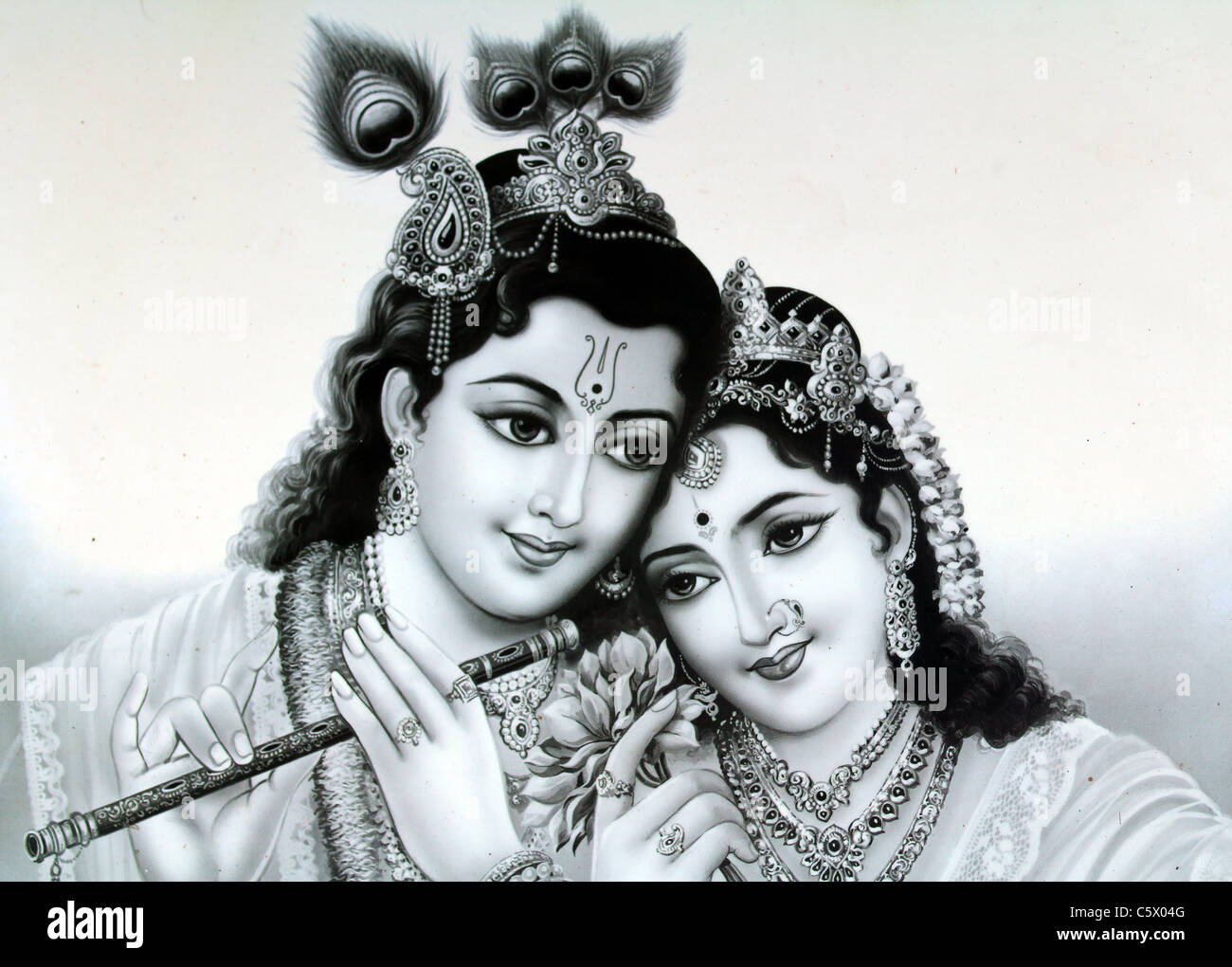 Krishna et Radha portrait Banque D'Images