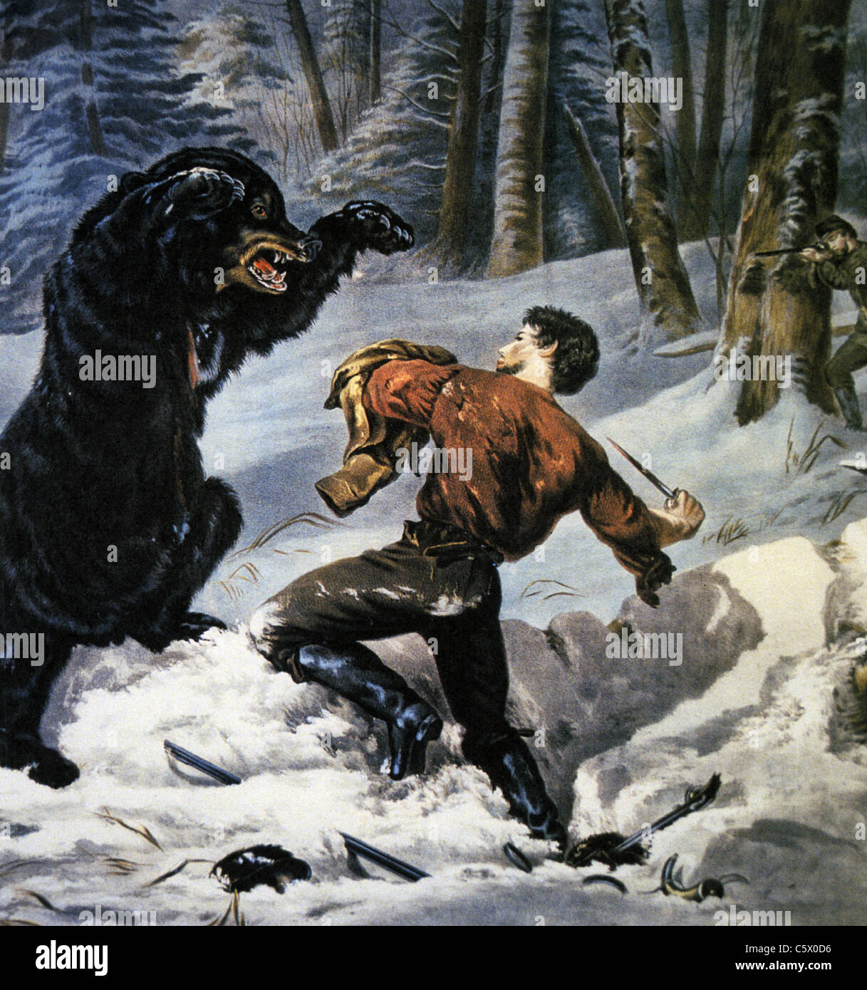 JEDEDIAH SMITH (1799-1831), explorateur et écrivain hunter dans son 1824 Rencontre avec un grizzli Banque D'Images