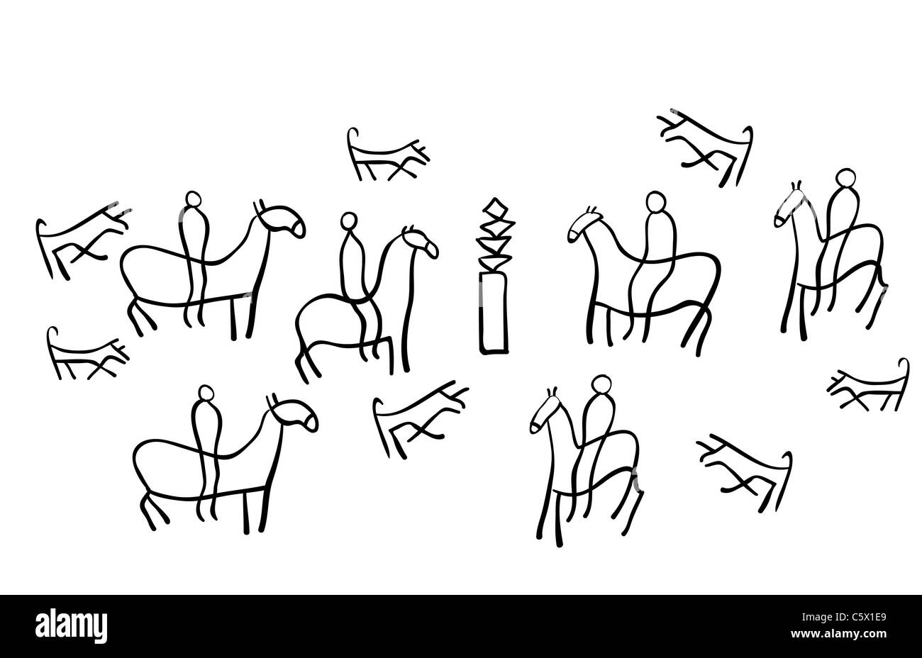 La figure montre les dessins anciens Banque D'Images