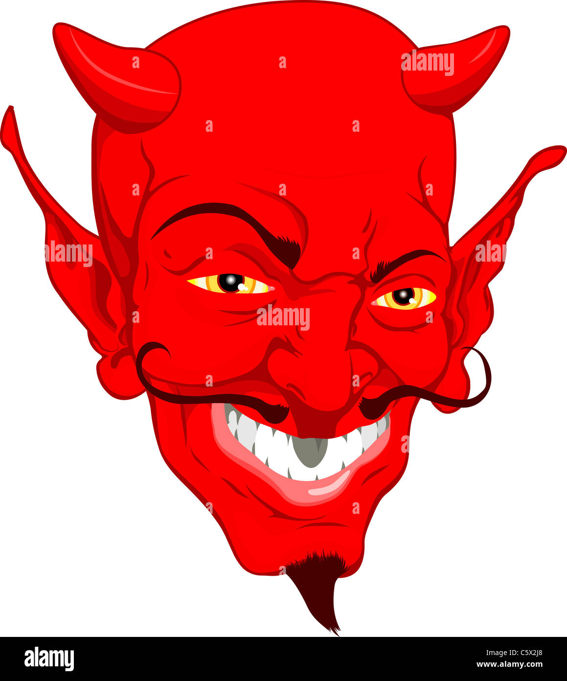 Un style cartoon red devil face Banque D'Images