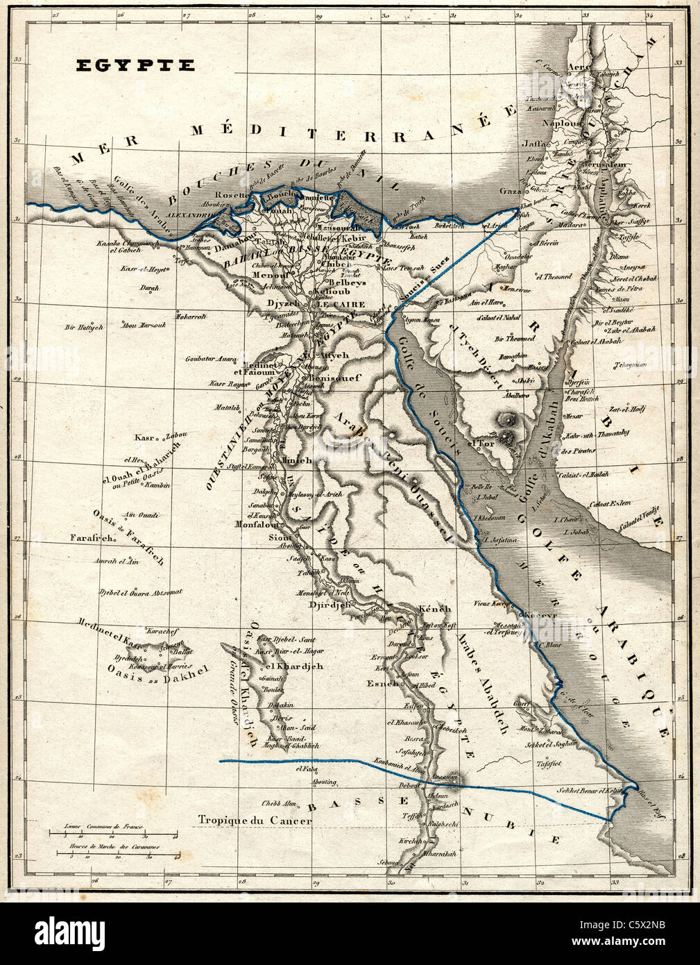 Egypte (Egypte) Antiquarian Plan a partir de 'Atlas universel de géographie Ancienne et Moderne" par cartographer C. C. Monin Banque D'Images