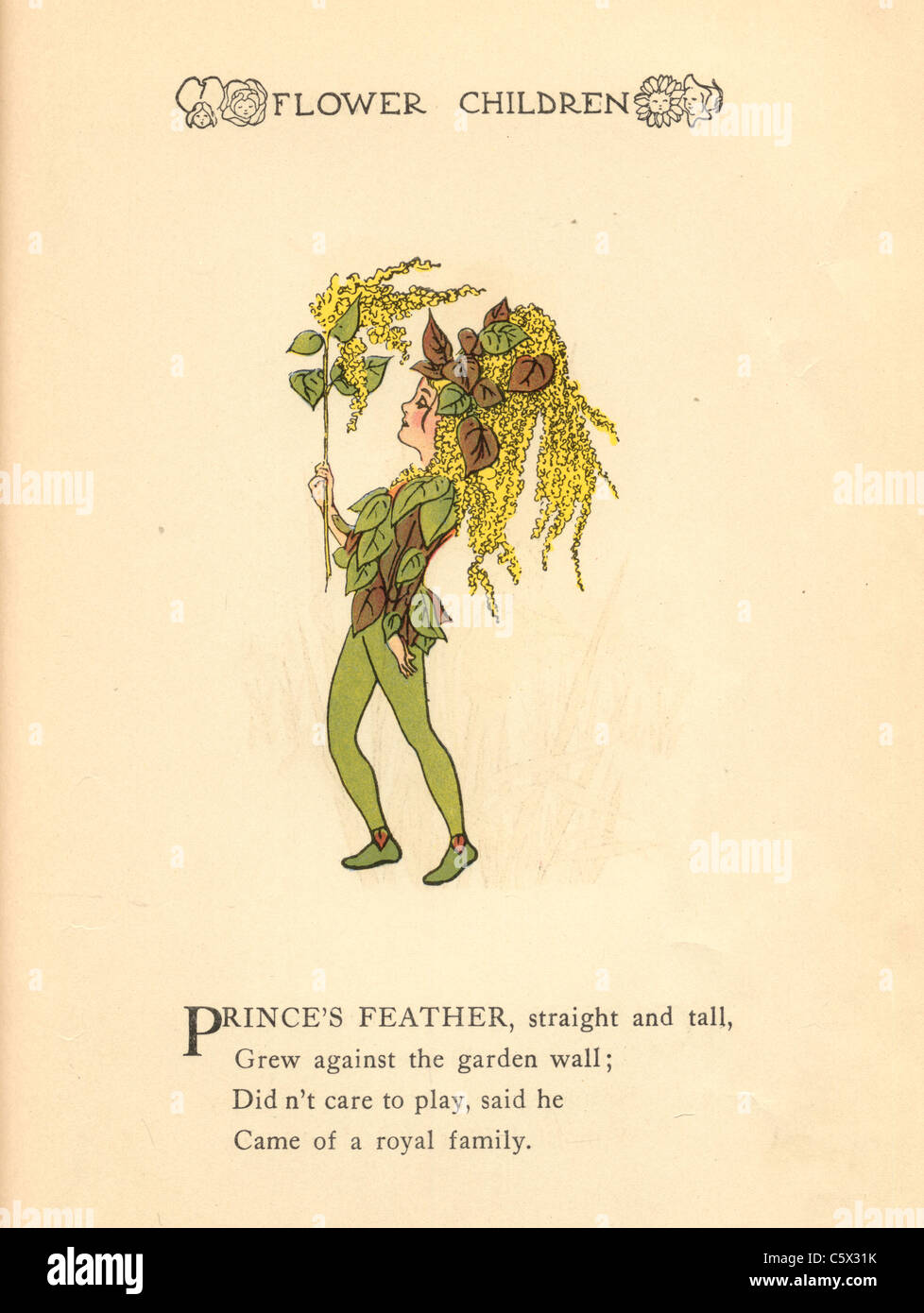 La princesse Feather Flower Child - Illustration d'un livre ancien Banque D'Images