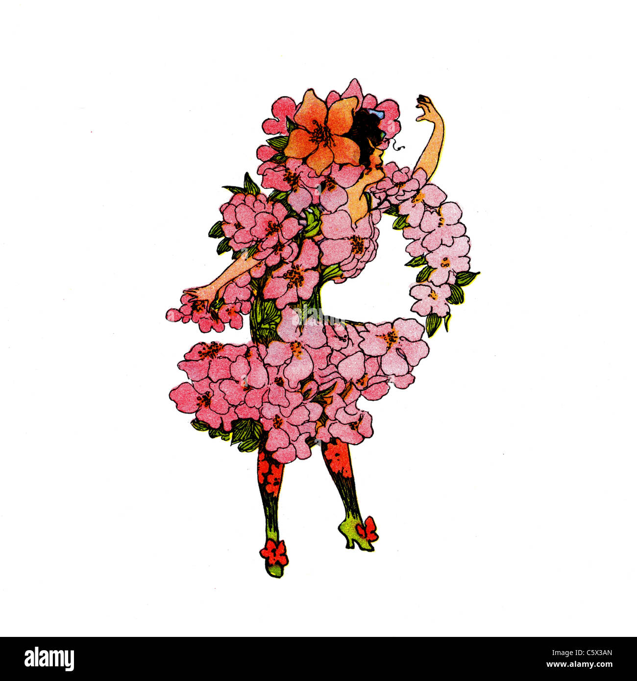 Apple Blossom - Flower Child Illustration d'un livre ancien Banque D'Images