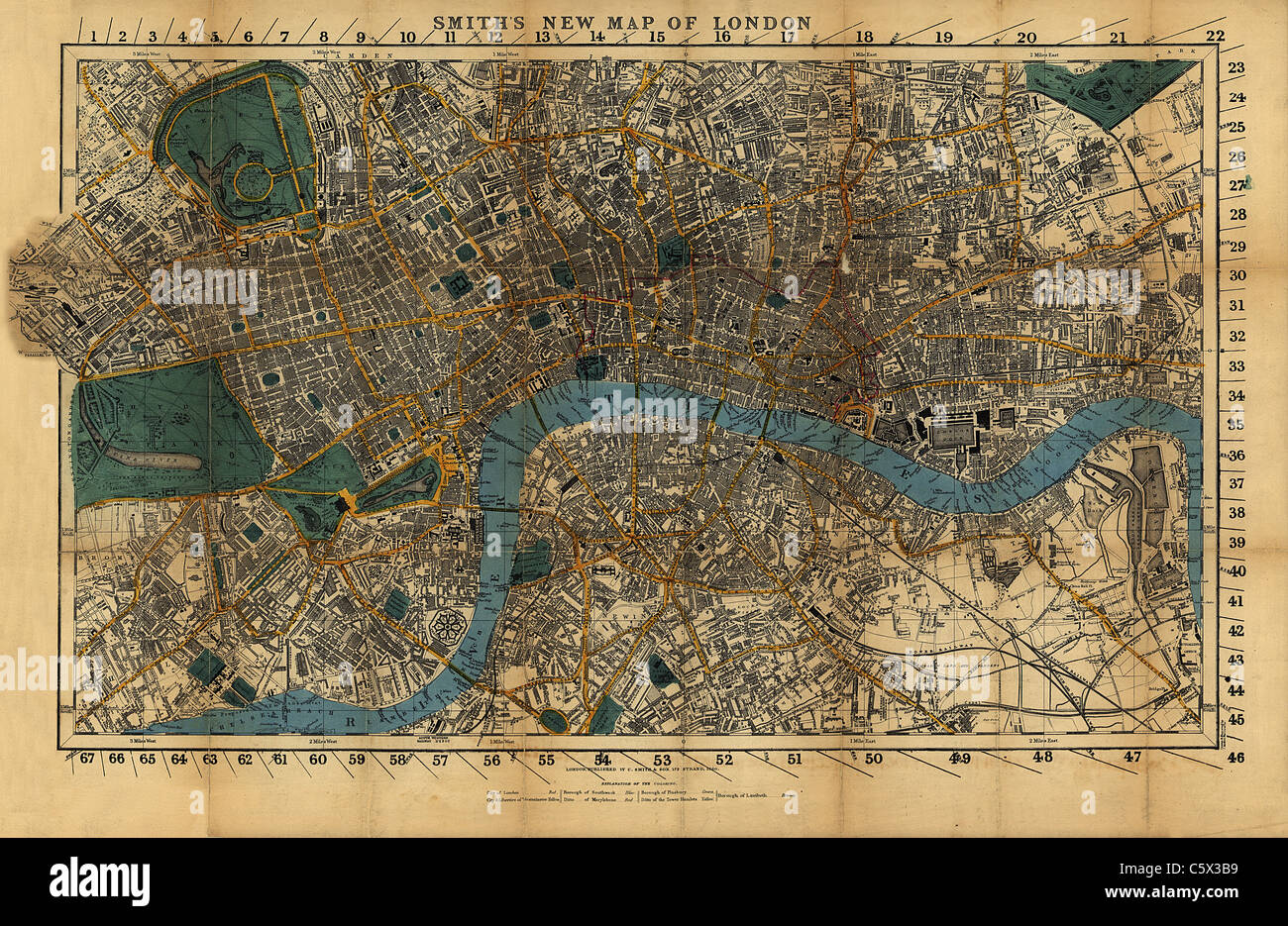 Smith's New Map of London, 1860 Banque D'Images
