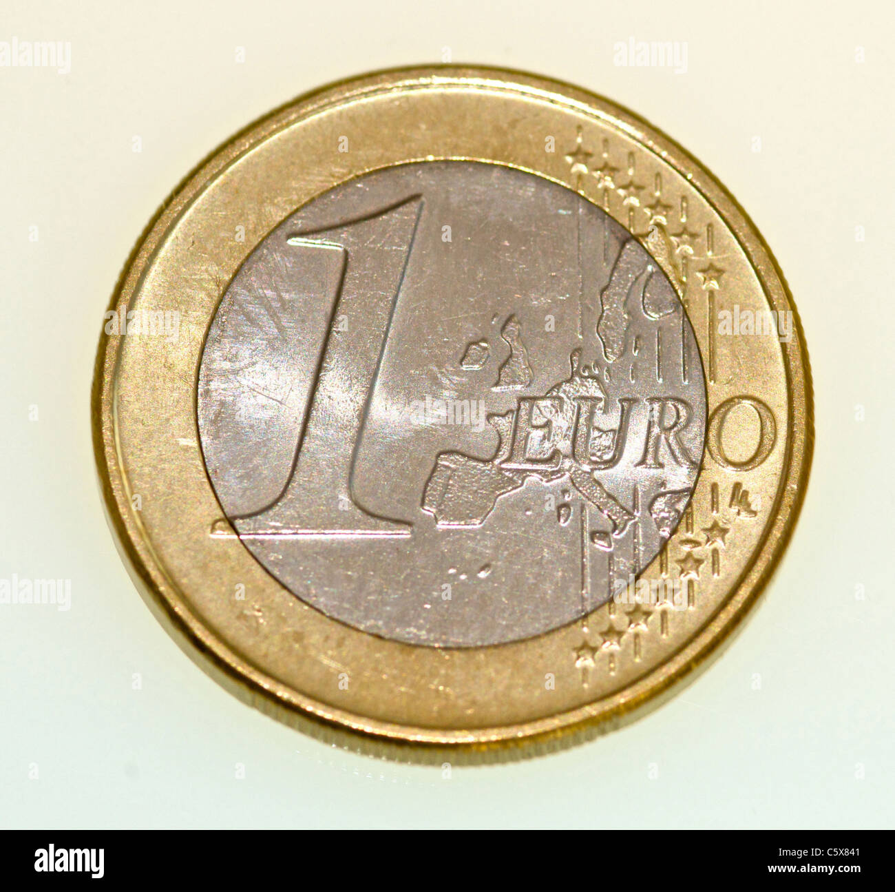Pièce euros l’un Banque D'Images