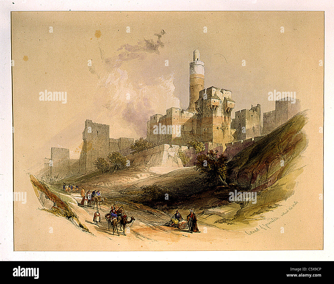 Citadelle de Jérusalem sans les murs, Louis Haghe / David Roberts 'Terre Sainte, Syrie, Iduméa, Arabie, Egypte et Nubie' Banque D'Images
