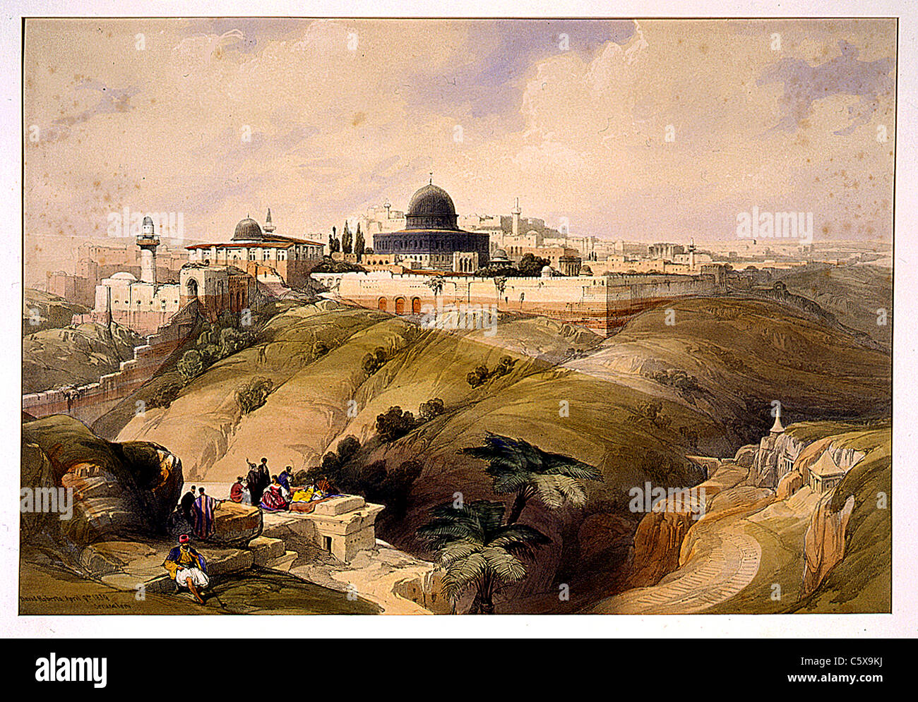 De la route menant à Béthanie 9 avril 1839 Jérusalem, Louis Haghe / David Roberts 'Terre Sainte, Syrie, Iduméa, Arabie, Egypte et Nubie' Banque D'Images