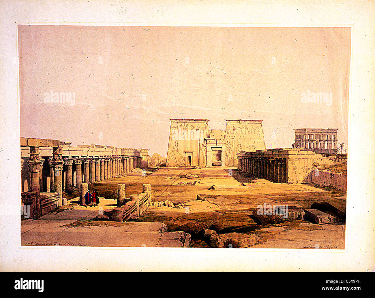 Grande approche du Temple de Philae--Nubie, Louis Haghe / David Roberts 'la Terre Sainte, Syrie, Iduméa, Arabie, Egypte et Nubie' Banque D'Images