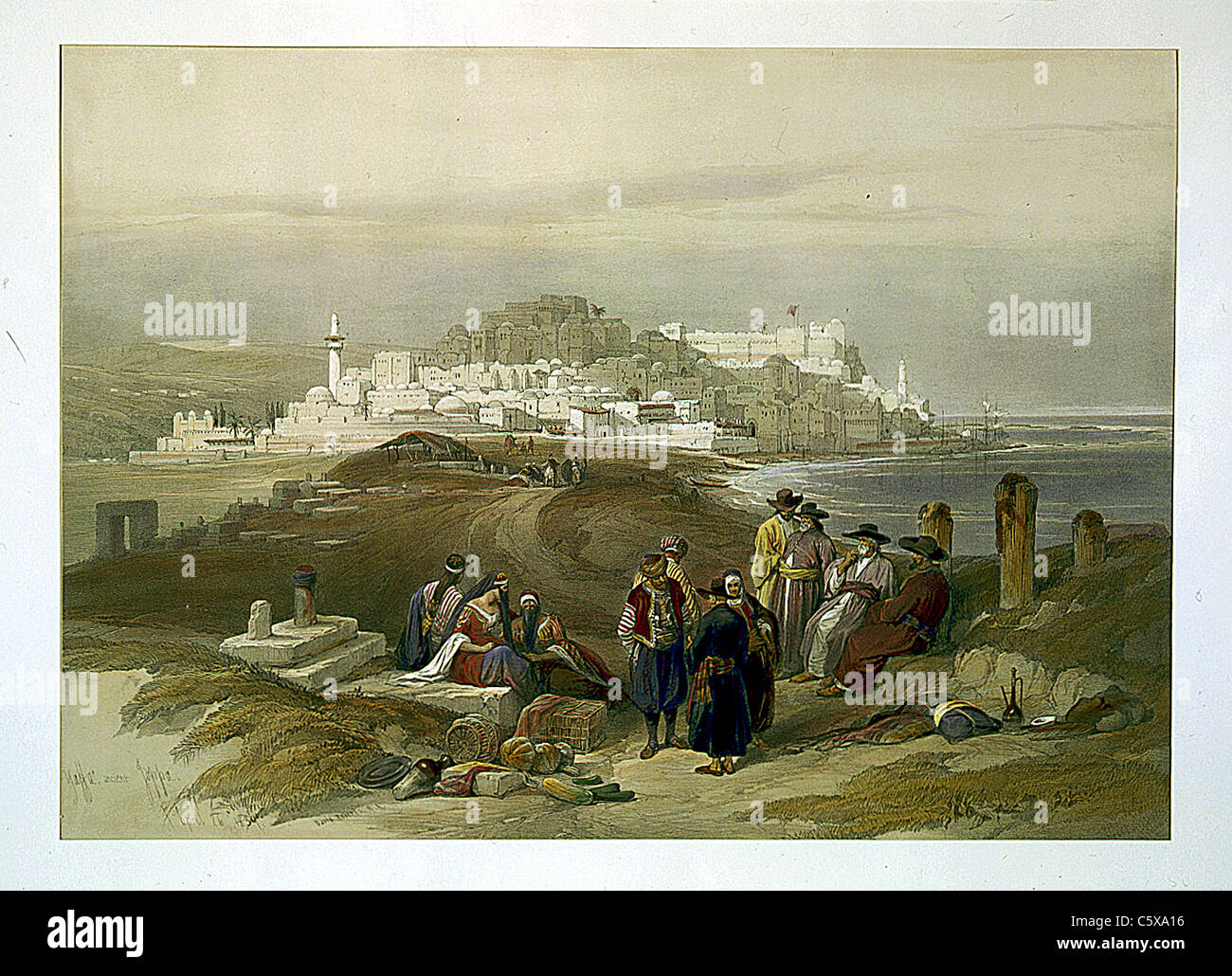 Jaffa antique Joppa 16 avril 1839, Louis Haghe / David Roberts 'la Terre Sainte, Syrie, Iduméa, Arabie, Egypte et Nubie' Banque D'Images