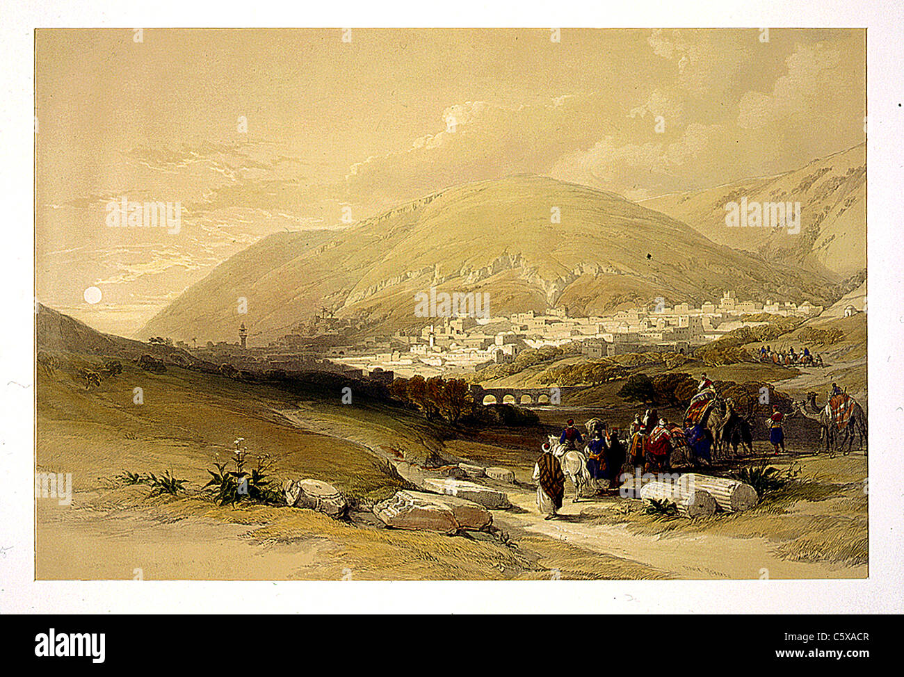 Naplouse antique Chechem 17 avril 1839, Louis Haghe / David Roberts 'la Terre Sainte, Syrie, Iduméa, Arabie, Egypte et Nubie' Banque D'Images