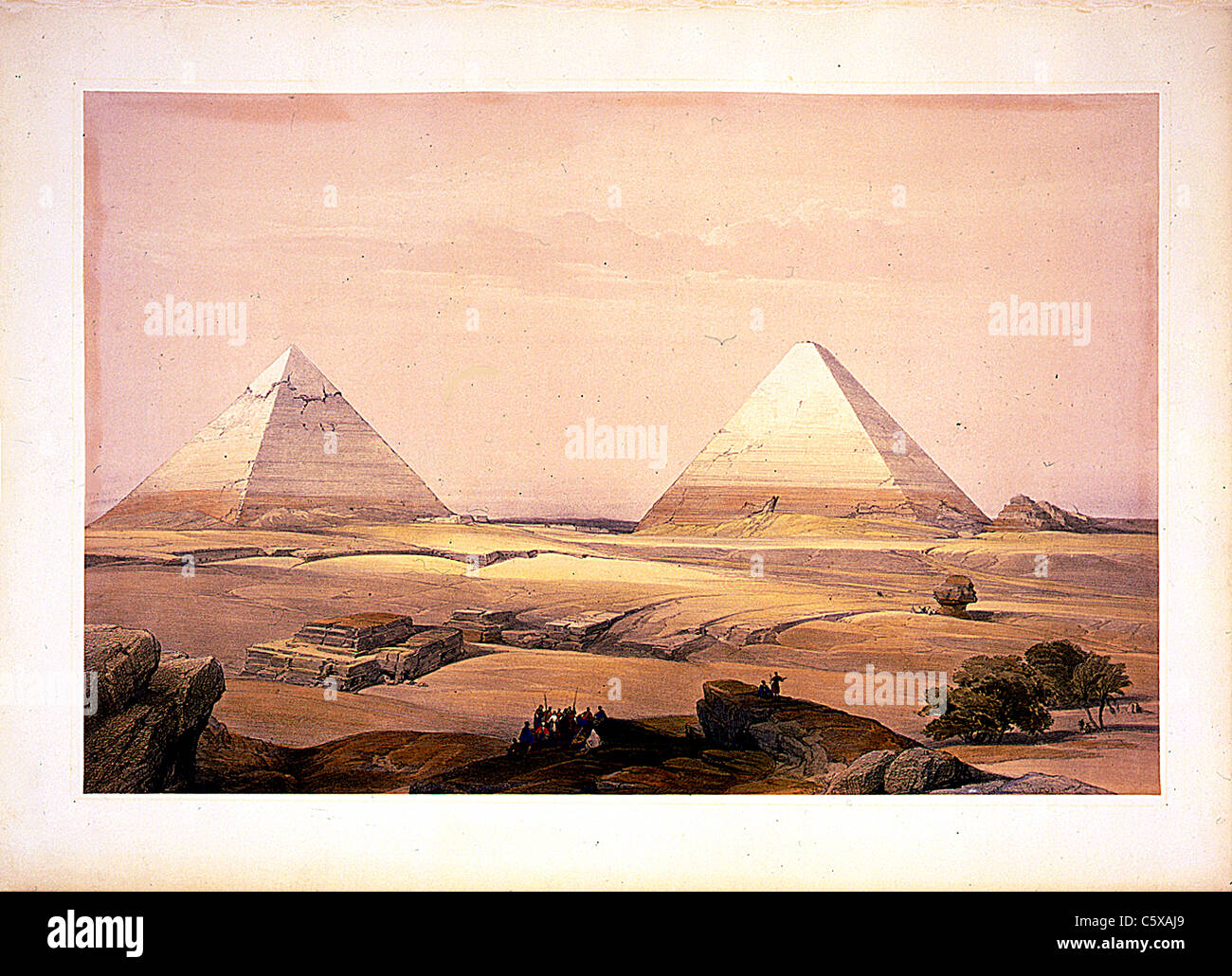 Pyramides de Geezeh (Gizeh), Louis Haghe / David Roberts 'Terre Sainte, Syrie, Iduméa, Arabie, Egypte et Nubie' Banque D'Images