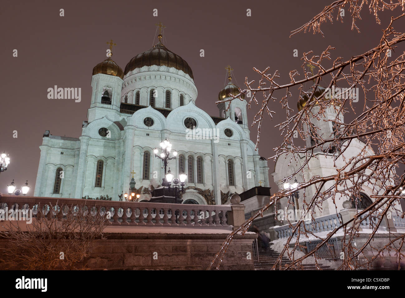 Cathédrale de Christ le Sauveur après la tempête de glace, Moscou Banque D'Images