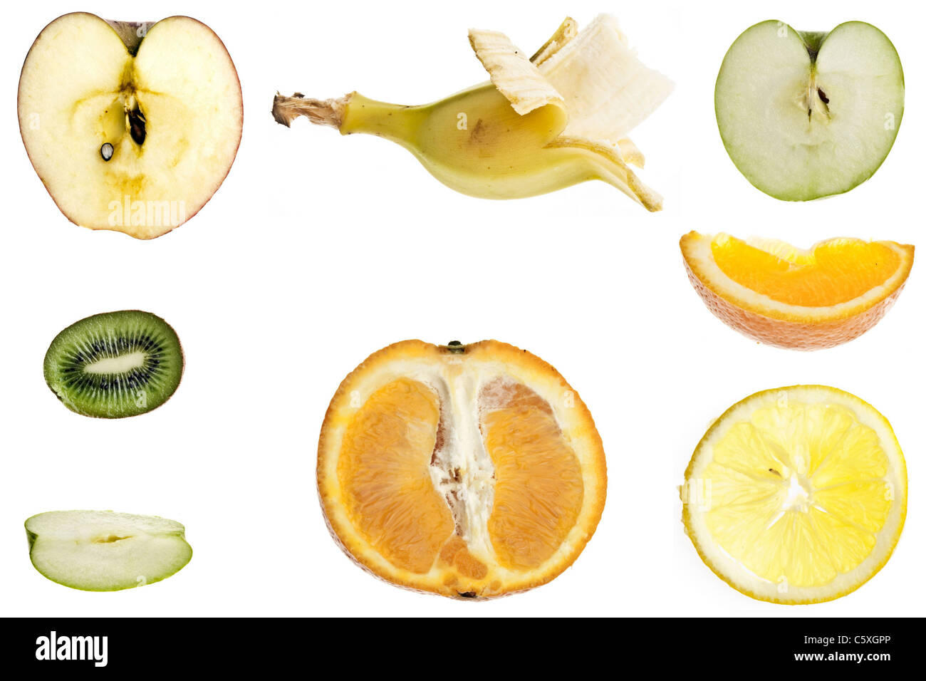 Collage de différent type de tranches de fruits Banque D'Images