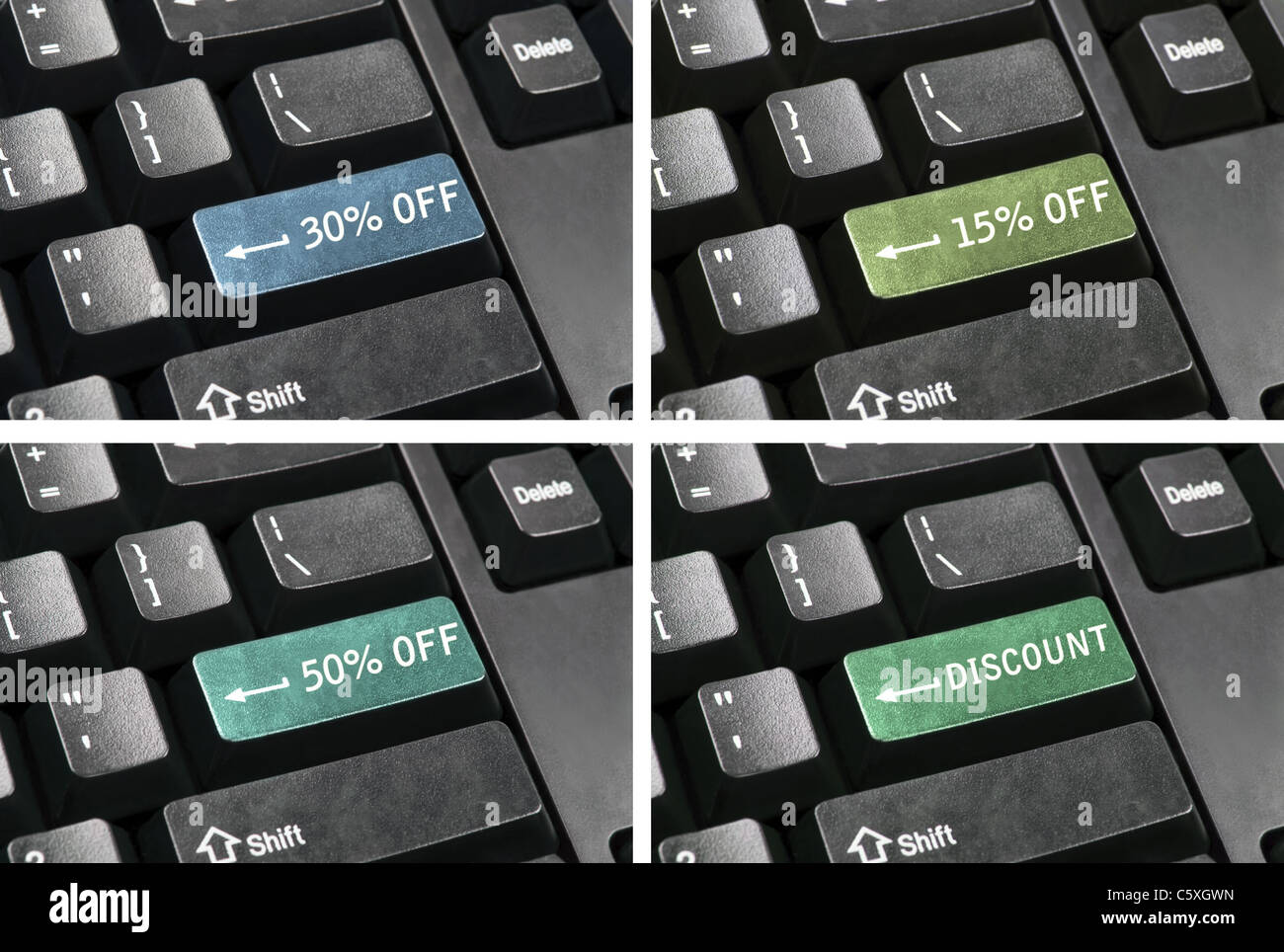 Collage de touches d'escompte à la place d'entrée Banque D'Images