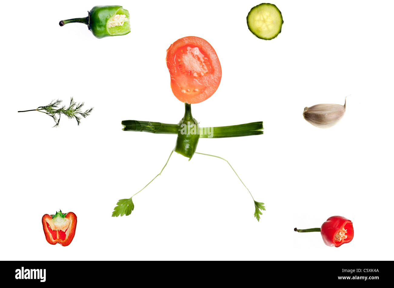 Exécution de la forme humaine faite de légumes Banque D'Images