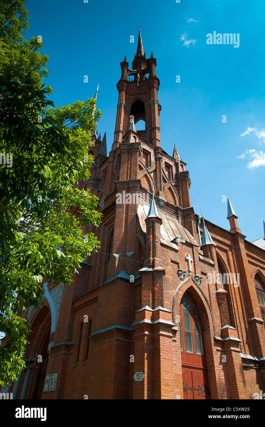 Église gothique catholique du Sacré Cœur de Jésus à Samara, Russie Banque D'Images