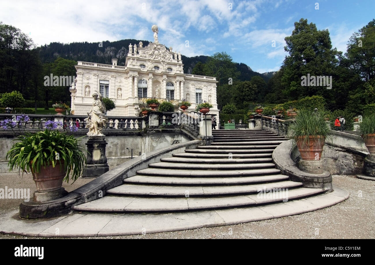 Château de Linderhof en Bavière par wide angle Banque D'Images