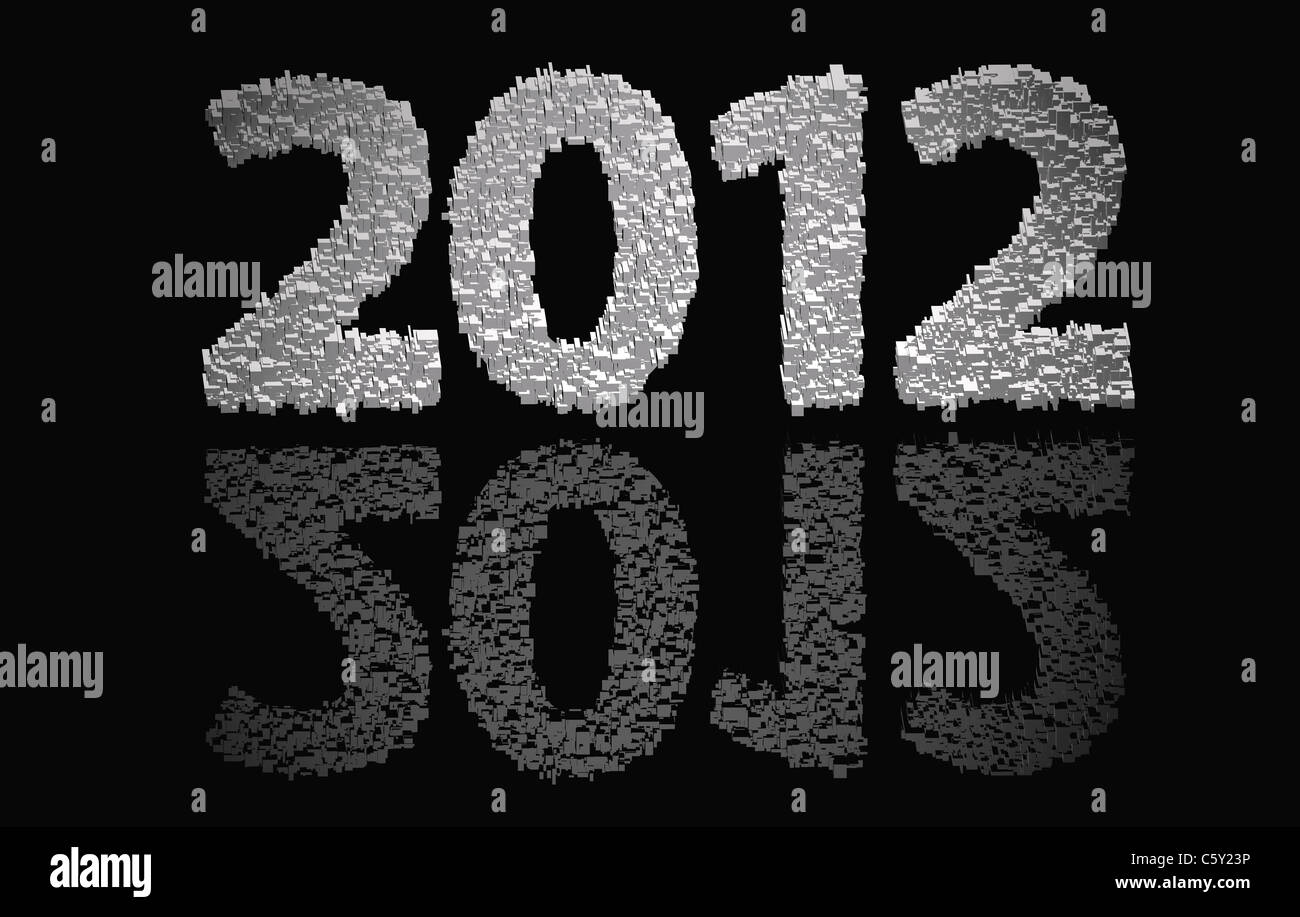 2012 Nouvelle année modélisée avec blocs en trois dimensions dans le monde libre Banque D'Images