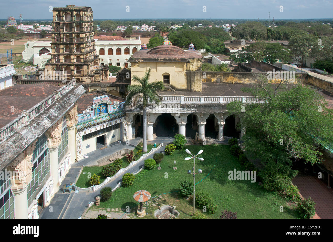 Top View Royal Palace Thanjavur Tamil Nadu Inde du Sud Banque D'Images