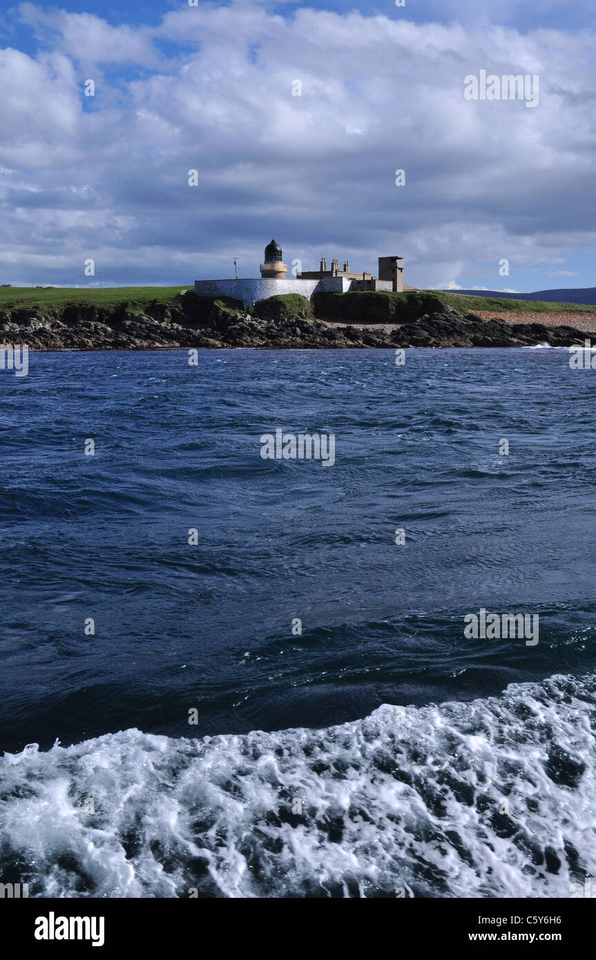 Oxan faible sur le phare de l'Île Graemsay, Orcades, en Écosse. Banque D'Images
