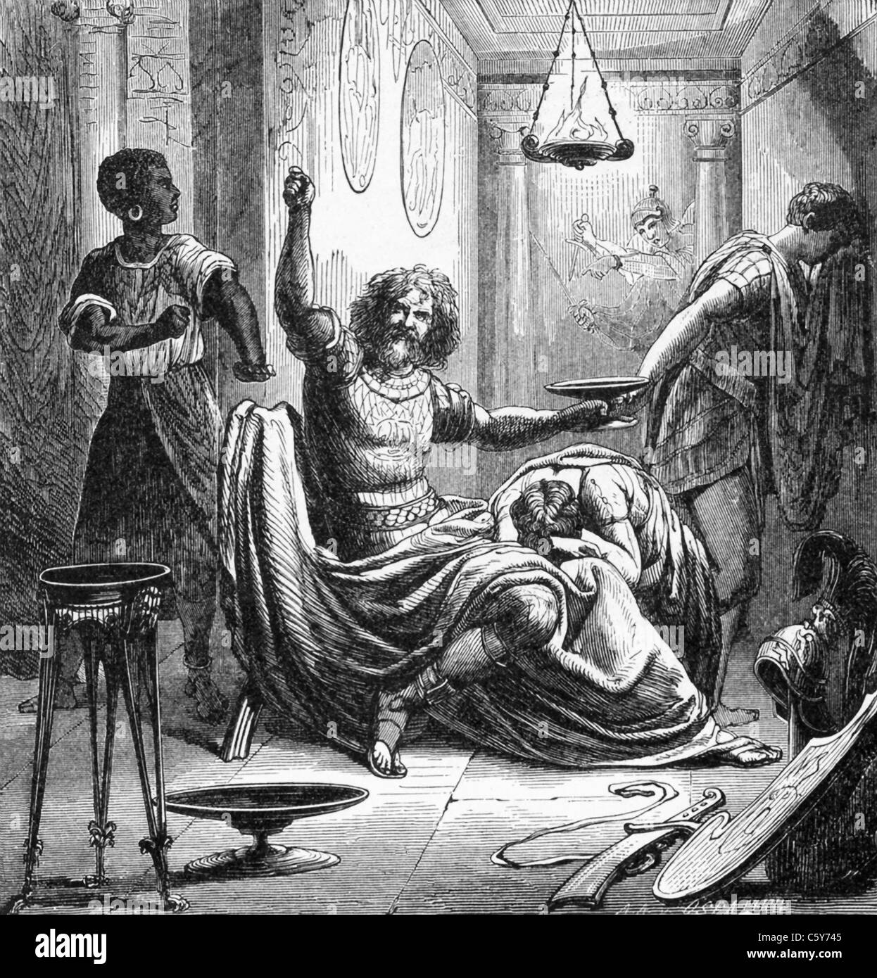 Hannibal de Carthage a pris le poison qu'il a été dit qu'il avait conservé dans un flacon dans son anneau pour éviter de tomber dans les mains. Banque D'Images
