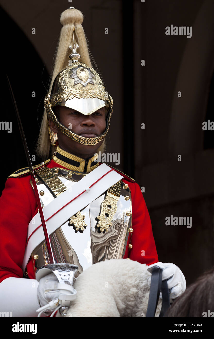 Horse Guard sur station au centre de Londres, Angleterre Banque D'Images