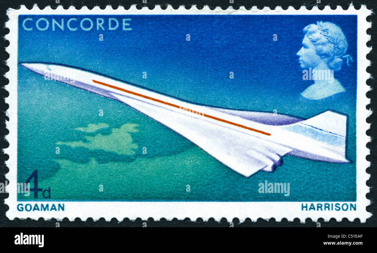 La 4d émission d'un timbre pour commémorer le premier vol de la Concorde franco-britannique le 3 mars 1969 Banque D'Images