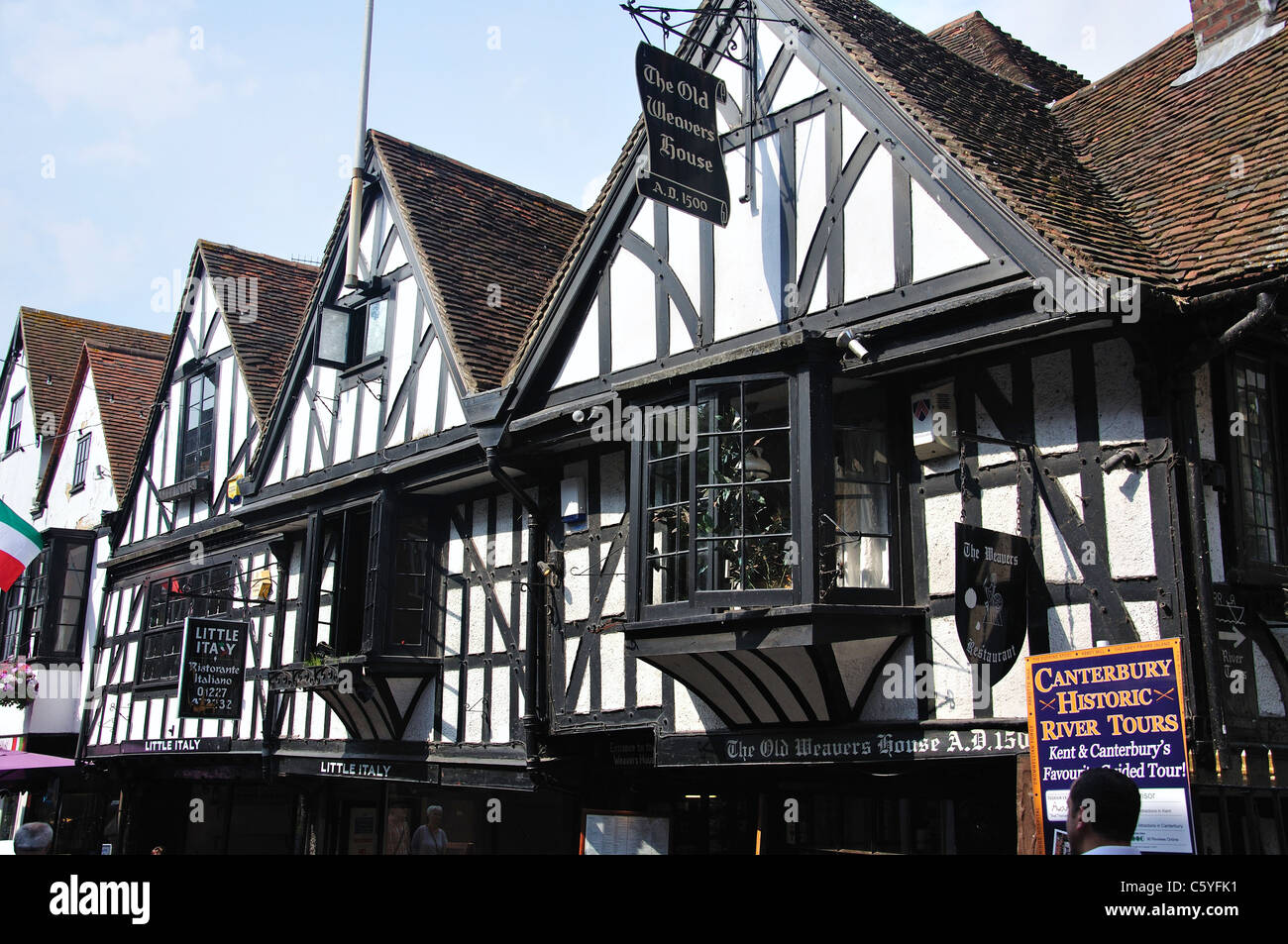 Le restaurant Old Weaver, High Street, Canterbury, ville de Canterbury, Kent, England, United Kingdom Banque D'Images