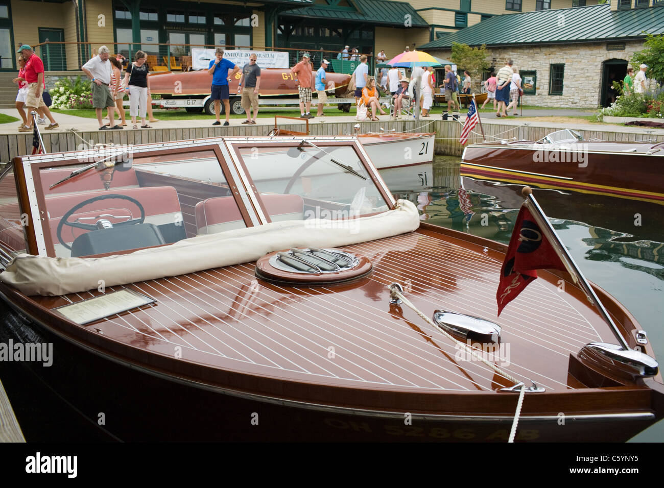 John Hacker boat, antique boat show, la plus ancienne en France, le Musée du Bateau Antique Clayton New York Région des Mille-Îles Banque D'Images