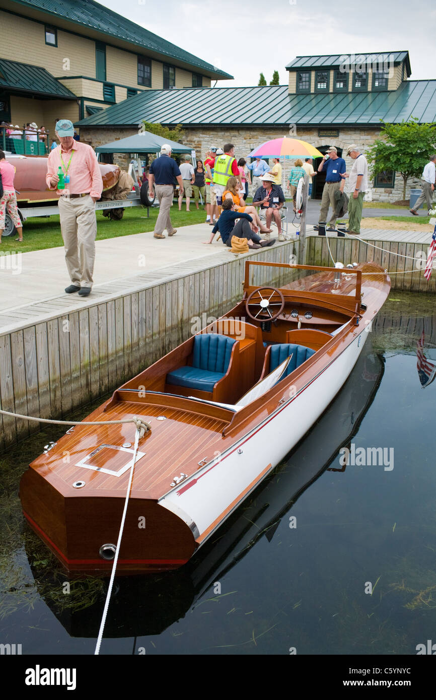 John Hacker boat, antique boat show, la plus ancienne en France, le Musée du Bateau Antique Clayton New York Région des Mille-Îles Banque D'Images