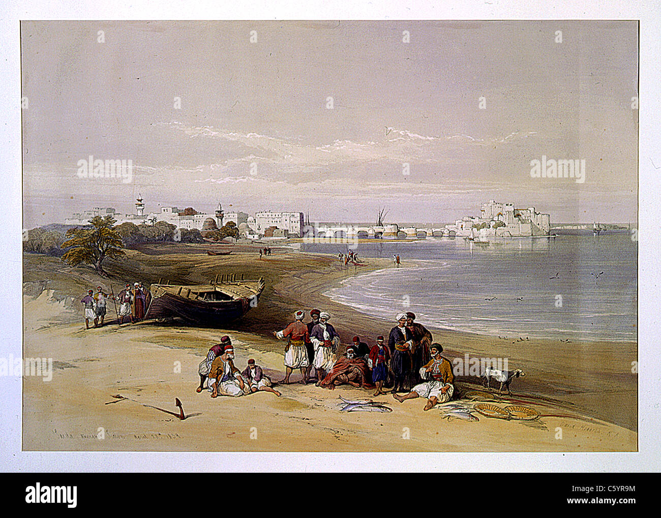 Sarda, Ancient Sidon 28 avril 1839, Louis Haghe / David Roberts 'la Terre Sainte, Syrie, Iduméa, Arabie, Egypte et Nubie' Banque D'Images