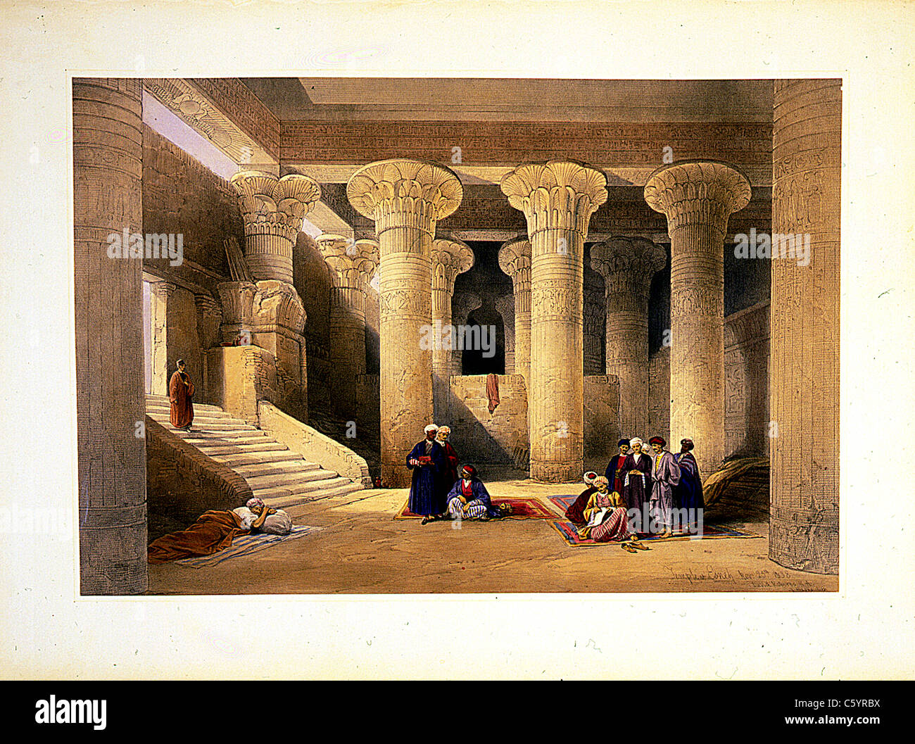Temple à Esneh Nov 25th 1838, Louis Haghe / David Roberts 'la Terre Sainte, Syrie, Iduméa, Arabie, Egypte et Nubie' Banque D'Images