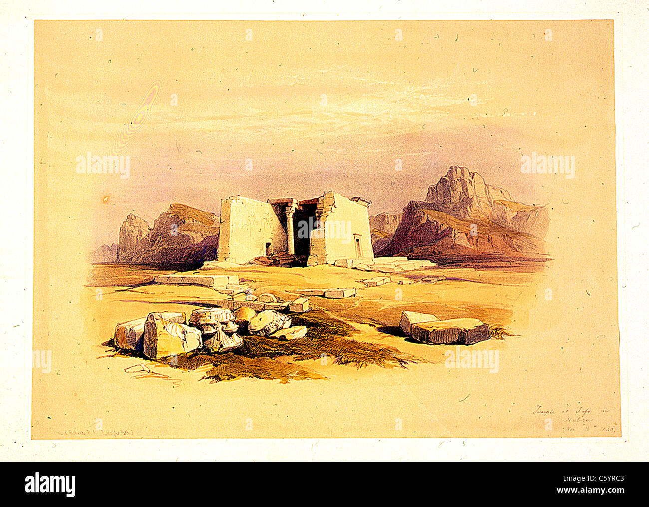 Temple à Tafa en Nubie 16 novembre 1838, Louis Haghe / David Roberts 'la Terre Sainte, Syrie, Iduméa, Arabie, Egypte et Nubie' Banque D'Images