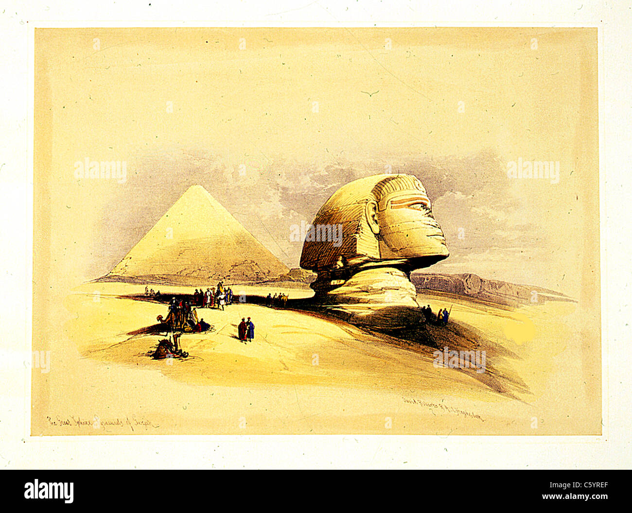 Le Grand Sphinx, pyramides de Girzeh (Gizeh), Louis Haghe / David Roberts 'la Terre Sainte, la Syrie, l'Idumée, l'Arabie, l'Egypte et la Nubie' Banque D'Images