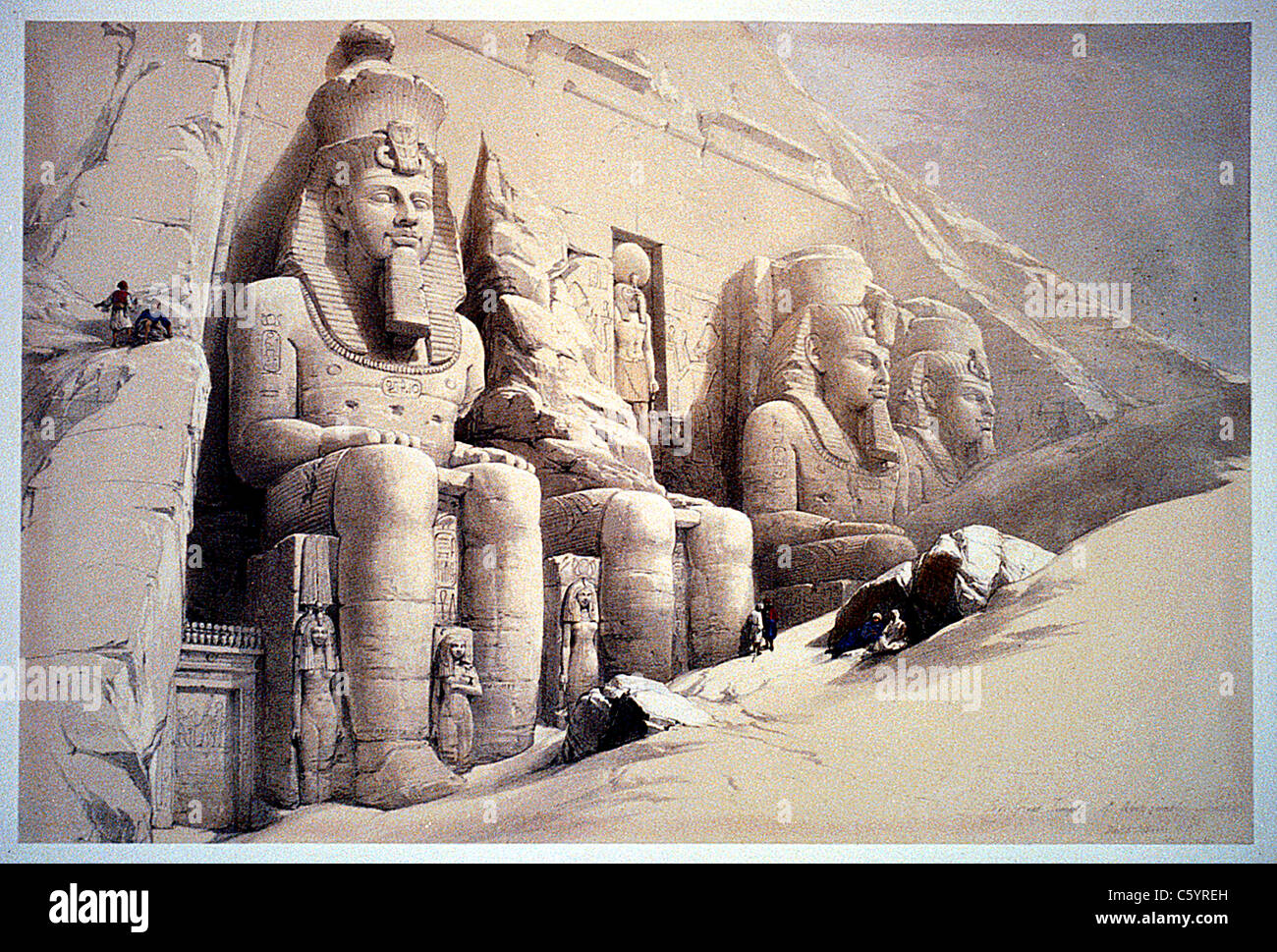 Le Grand Temple d'Aboo-Simble, Nubie, Louis Haghe / David Roberts 'Terre Sainte, Syrie, Iduméa, Arabie, Egypte et Nubie' Banque D'Images
