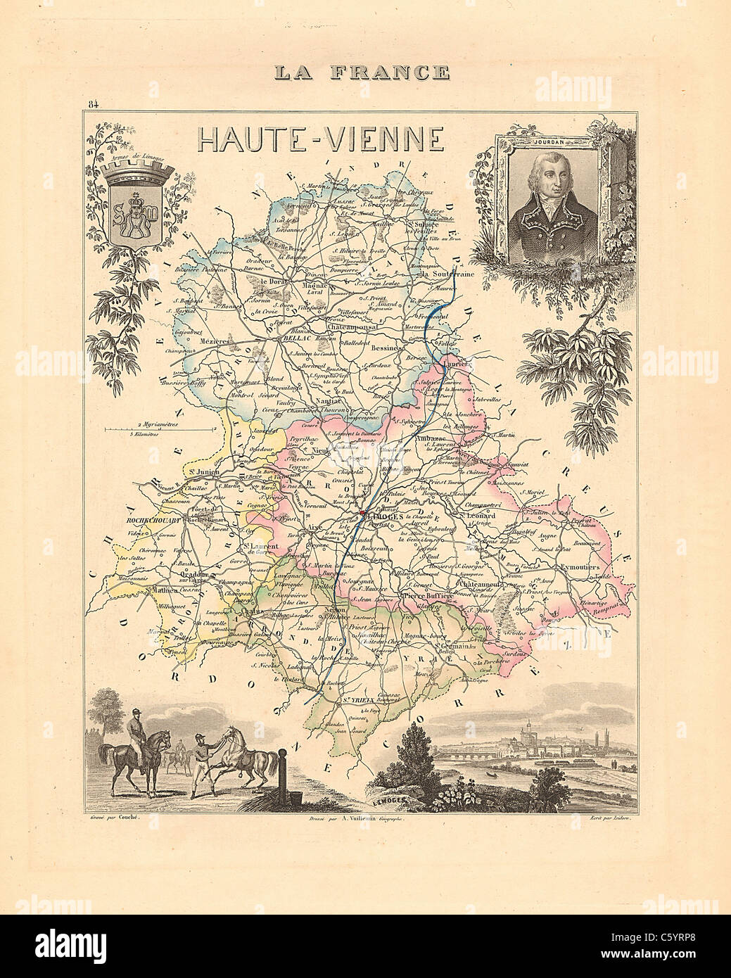 Haute Vienne Ministère - Antiquarian Site à partir d'un Atlas Français 1858 "La France et ses colonies" (La France et ses colonies ) par Alexandre Vuillemin Banque D'Images