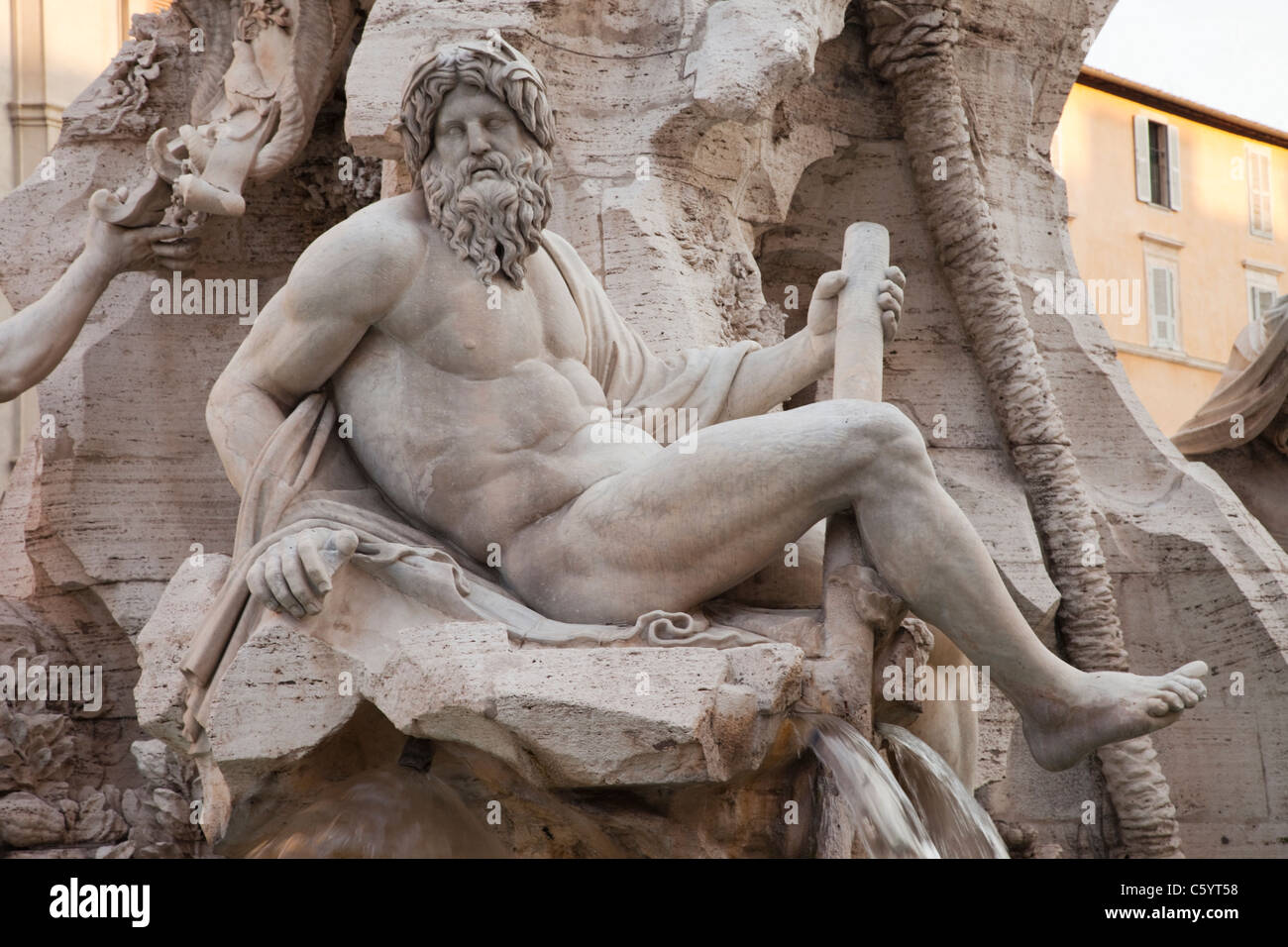 Fontaine des Quatre Fleuves, la Piazza Navona, Rome, Italie Banque D'Images