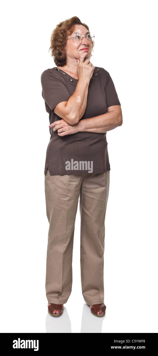 Portrait of woman isolated on white Banque D'Images